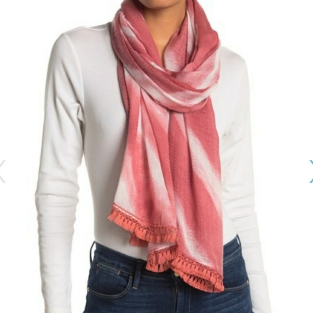 Vince Camuto Chevron Tye Dye Tassel Wrap